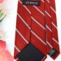 GEORGE WOVEN STRIPE RED GREY SILK Men Neck Tie Men Designer Tie EUC