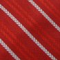 GEORGE WOVEN STRIPE RED GREY SILK Men Neck Tie Men Designer Tie EUC