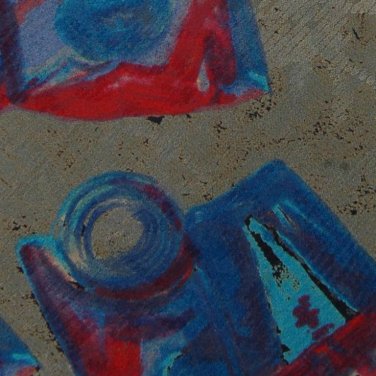 DOMANI ITALY ABSTRACT BLUE OLIVE RED SILK NECK TIEMen Designer Tie EUC