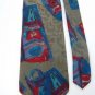 DOMANI ITALY ABSTRACT BLUE OLIVE RED SILK NECK TIEMen Designer Tie EUC