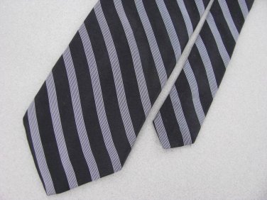DKNY Woven Black Silk Mens Stripe Neck Tie Men Designer Tie EUC