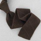 Vtg John Henry Skinny Brn Square Tip Beehive Knit 60s Cotton Neck Tie WV-139 EVC