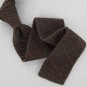 Vtg John Henry Skinny Brn Square Tip Beehive Knit 60s Cotton Neck Tie WV-139 EVC