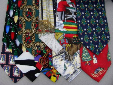 2 Christmas Xmas Holiday Silk Men's Ties Necktie Neck Tie Lot #LO23