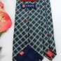 #1A New Chaps Woven Diamond Stripes Olive Green Sky White Gold Tie MENS NECKTIE