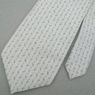 #1A New PERRY ELLIS MADE IN ITALY STRIPE OVAL WHITE GRAY  SILK MEN NECKTIE