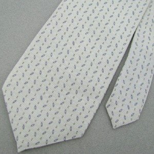 #1A New PERRY ELLIS MADE IN ITALY STRIPE OVAL WHITE GRAY  SILK MEN NECKTIE