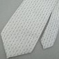 #1A New PERRY ELLIS MADE IN ITALY STRIPE OVAL WHITE GRAY  SILK MEN NECKTIE