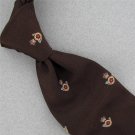 VINTAGE BILL BLASS BRITISH CLUBS HORN CROWN DARKBROWN TEXTURE 60s Neck Tie #V-2