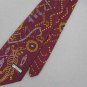 Vtg XL 60" Australian Antarctic Dinosaurs Jacquard Maroon Gold 70s Neck Tie V-4