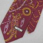 Vtg XL 60" Australian Antarctic Dinosaurs Jacquard Maroon Gold 70s Neck Tie V-4