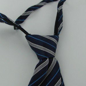 #1A New BOY/CHILD YORKSHIRE STRIPE NAVY GRAY WHITE ZIP-ON  SILK Men NECKTIES