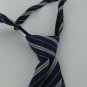#1A New BOY/CHILD YORKSHIRE STRIPE NAVY GRAY WHITE ZIP-ON SILK Men NECKTIES