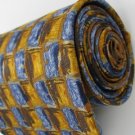 #1A FERRELL REED USA SQUARE CHECKER GOLD BLUE BROWN  Men SILK Neck Tie Necktie