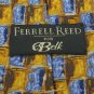 #1A FERRELL REED USA SQUARE CHECKER GOLD BLUE BROWN  Men SILK Neck Tie Necktie
