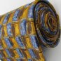 #1A FERRELL REED USA SQUARE CHECKER GOLD BLUE BROWN  Men SILK Neck Tie Necktie
