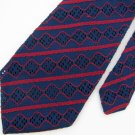 Vtg Rare Lace Knitted Wave Stripe Texture Blue Red  60s 70s Mens Neck Tie #VE