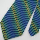 Vtg Wemlon Wembley Blue Grn Yellow Stripe Wave Texture 60s 70s Mens Neck Tie #VE