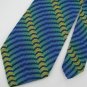Vtg Wemlon Wembley Blue Grn Yellow Stripe Wave Texture 60s 70s Mens Neck Tie #VE