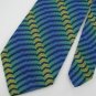 Vtg Wemlon Wembley Blue Grn Yellow Stripe Wave Texture 60s 70s Mens Neck Tie #VE