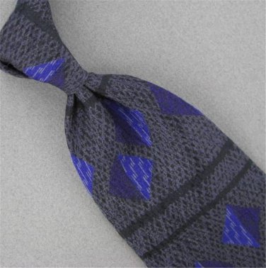 CONTE DI MILANO BLACK GRAY GEOMETRIC SQUARE SILK MEN NECKTIE TIE #HG 5 Excellent