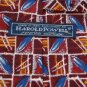 #1A HAROLD POWELLMade In ITALY DarkRed BLUE Oval CHECKER MEN Silk NECK TIE