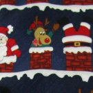 #1A New ADOLFO Christmas Santa Snow Holiday Reindeer NAVY RED GOLD  Necktie Tie