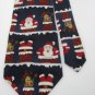 #1A New ADOLFO Christmas Santa Snow Holiday Reindeer NAVY RED GOLD  Necktie Tie