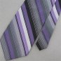 VAN HEUSEN BLACK MEDIUM ORCHID WOVEN STRIPE SILK MEN NECKTIE TIE #HG-6 Excellent