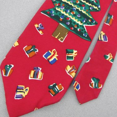 Save the Children Xmas Gifts Tree Red Silk Dress Neck Tie NWT Men Designer Tie