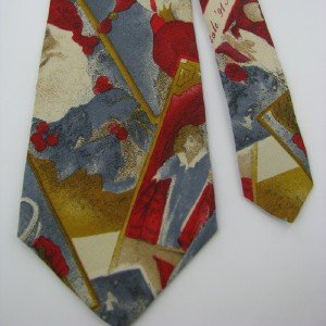 #1A NEW GEOFFREY BEENE USA Christmas Santa TOYS HOLIDAY RED BLUE  Necktie Tie