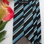 #1A New George Stripe Woven Black Sky Purple White Polyester MENS Tie NECKTIE