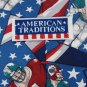 AMERICAN TRADITIONS FLAG FOOTBALL BLUE RED MEN NECK TIE Men Designer Tie EUC
