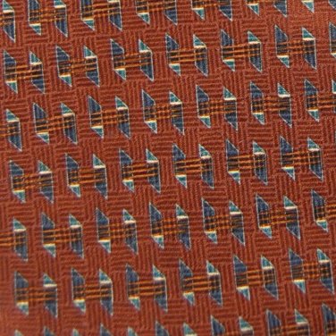 JoS A BANK BROWN GRAY GEOMETRIC SHAPES MEN NECK TIE Men Designer Tie EUC