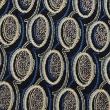 New AMALFI ITALY OVALS BLACK GREY BLUE MEN NECK TIE Men Designer Tie EUC