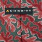 CLAIBORNE LEAVES GREEN RED PINK WHITE SILK MEN NECK TIE Men Designer Tie EUC