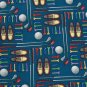 New UTOPIA GOLD CLUBS BALLS BLUE RAYON TIE NECK TIE Men Designer Tie EUC