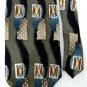 ENRO WAVES OLIVE BLACK TAN BROWN BLUE SILK NECK TIE Men Designer Tie EUC