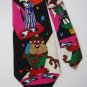 LOONEY TUNES TAZ SILVESTER DAFFY BUGS BLACK SILK Neck tie Men Designer Tie EUC