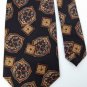 CLAIBORNE SQUARES GOLD BLACK RED SILK MEN NECK TIE Men Designer Tie EUC