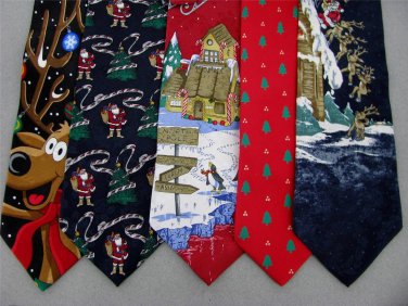 2 Christmas Xmas Holiday Silk Men's Ties Necktie Neck Tie Lot #L172