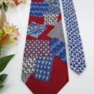 #1A New MORTON THOMAS USA SQUARE RECTANGLE RED BLUE PURPLE GREY Tie NECK TIE