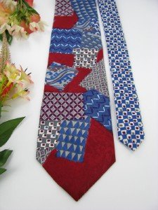 #1A New MORTON THOMAS USA SQUARE RECTANGLE RED BLUE PURPLE GREY Tie NECK TIE