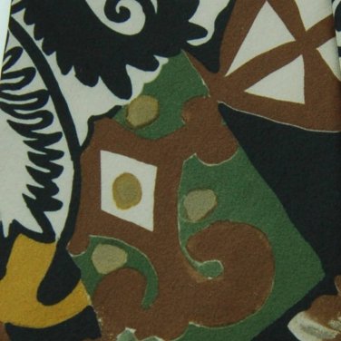 GEOFFREY BEENE FLORAL OLIVE GREEN BROWN NECK TIE Men Designer Tie EUC