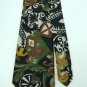 GEOFFREY BEENE FLORAL OLIVE GREEN BROWN NECK TIE Men Designer Tie EUC
