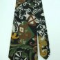 GEOFFREY BEENE FLORAL OLIVE GREEN BROWN NECK TIE Men Designer Tie EUC