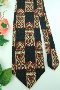 #1A NWT BARRINGTON BLACK TAN MAROON CHECKER MEN NECK TIE