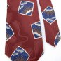 MITFORD SQAURES MAROON BLUE SILK MEN NECK TIE E Men Designer Tie EUC
