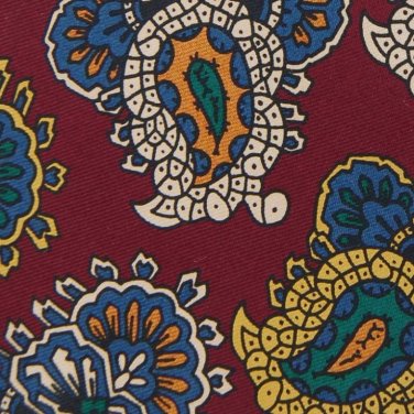 NORTON DITTO PAISLEYS MAROON YELLOW TAN TIE NECK TIE Men Designer Tie EUC