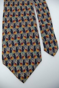 #1A WINDSOR NavyBlue GOLD APPLE PATTERN SILK TIE NECKTIE
